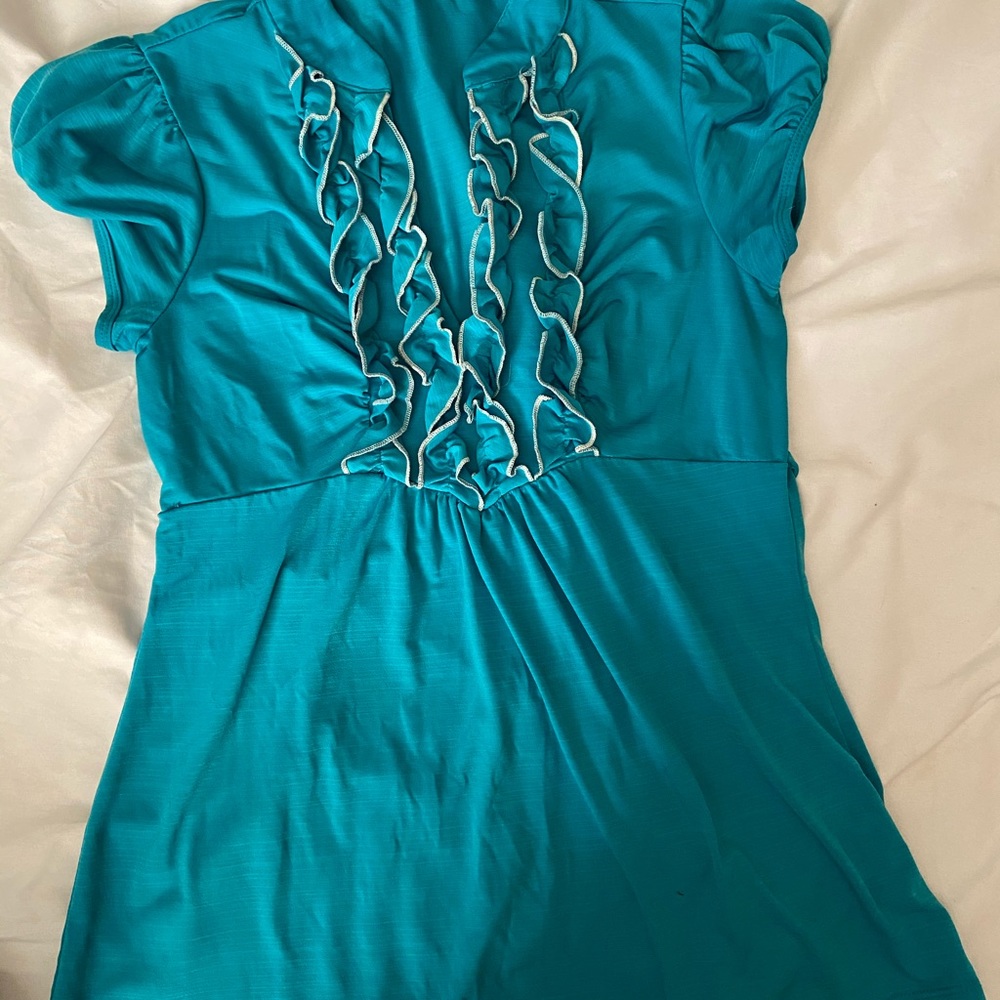 Blue/Teal blouse for business or casual use.
